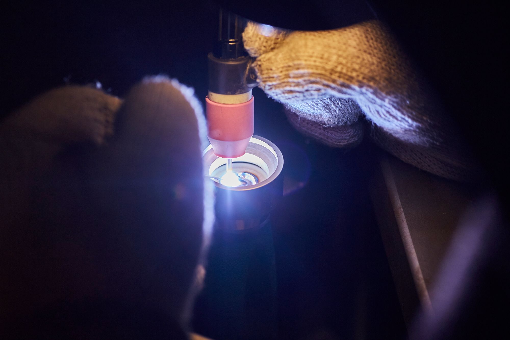 close up of TIG welding