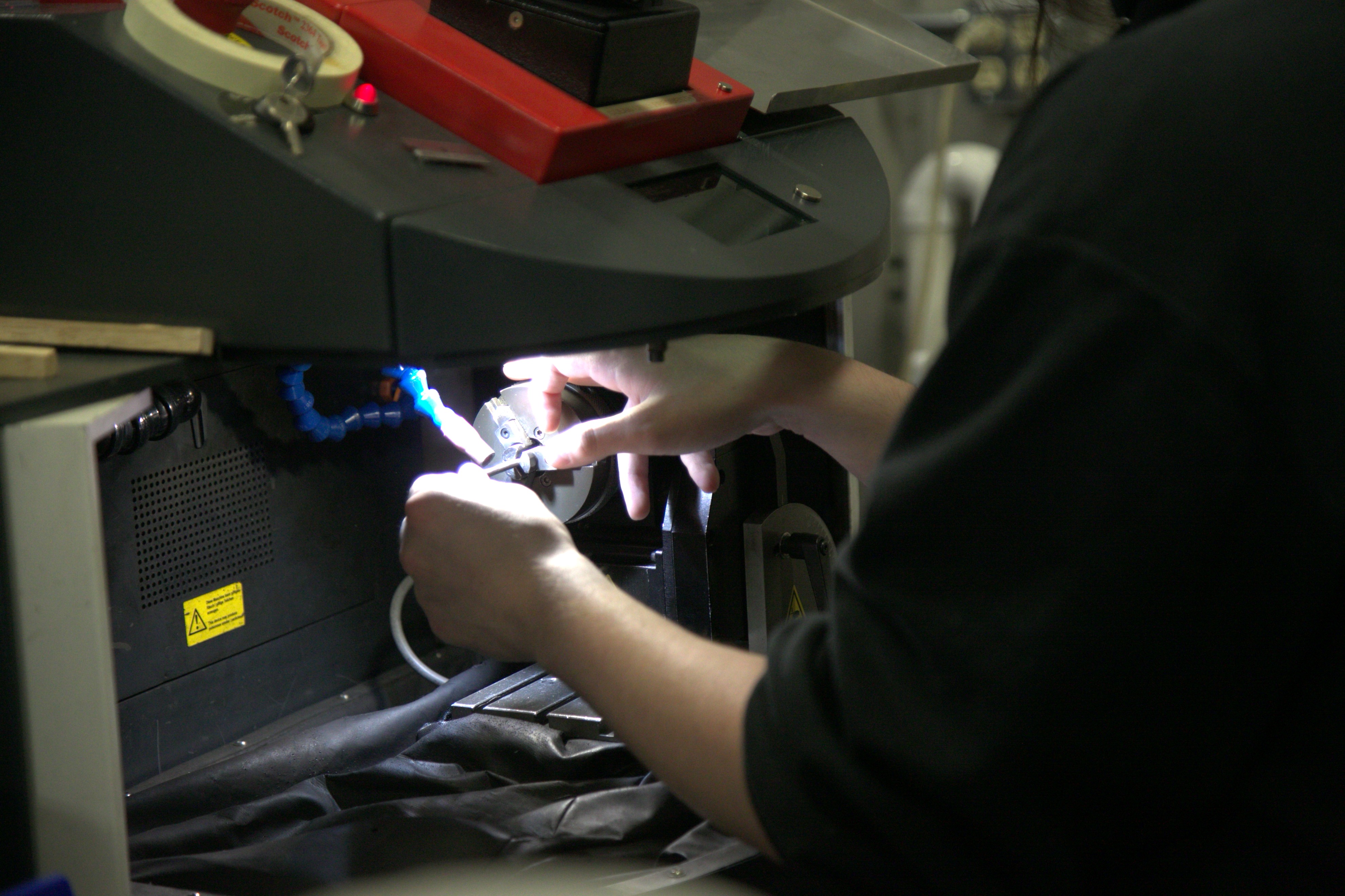 Microtech's employee working on the laser beam welding